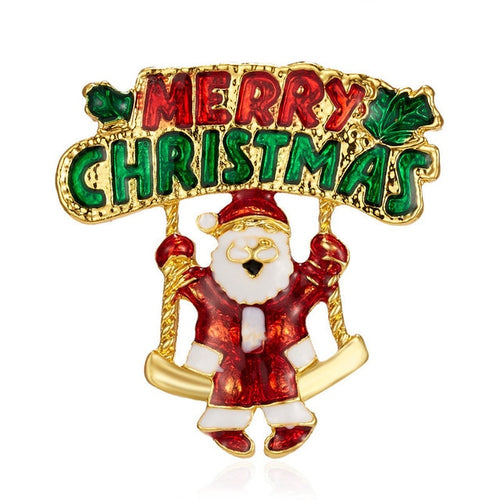 Load image into Gallery viewer, Rhinestone Crystal Christmas Enamel Brooch Pin
