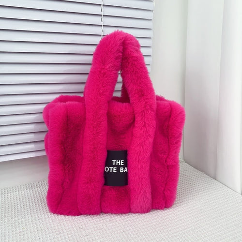 Load image into Gallery viewer, Designer Faux Fur Tote Bag
