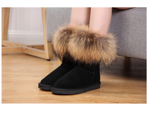 Load image into Gallery viewer, Women&#39;s Fox Fur Snow Boots
