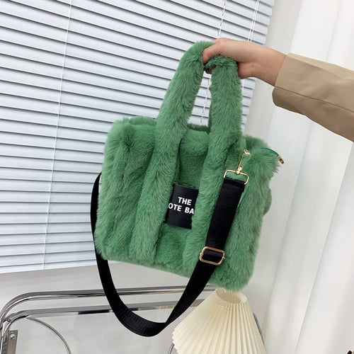 Load image into Gallery viewer, Designer Faux Fur Tote Bag
