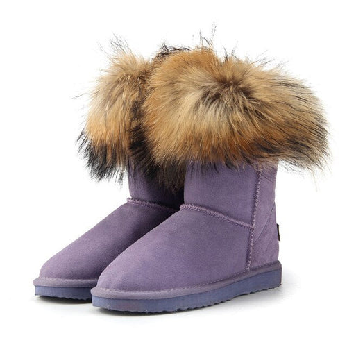 Load image into Gallery viewer, Women&#39;s Fox Fur Snow Boots
