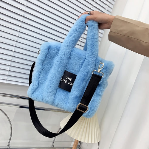 Load image into Gallery viewer, Designer Faux Fur Tote Bag
