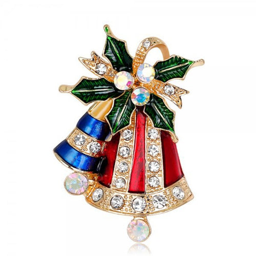 Load image into Gallery viewer, Rhinestone Crystal Christmas Enamel Brooch Pin
