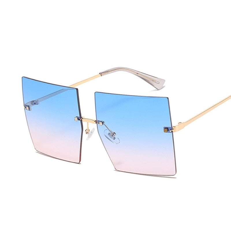 Oversized Rimless Square Sunglasses