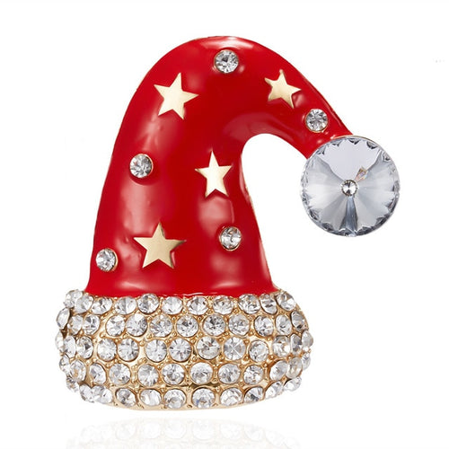 Load image into Gallery viewer, Rhinestone Crystal Christmas Enamel Brooch Pin
