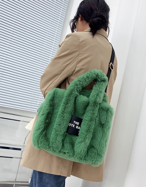 Load image into Gallery viewer, Designer Faux Fur Tote Bag
