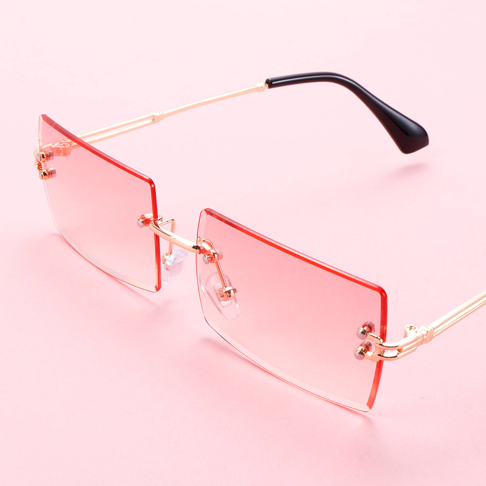 Rimless Small Rectangle Sunglasses UV400 Eyewear