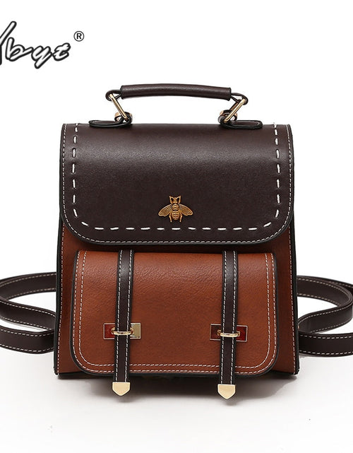 Load image into Gallery viewer, Vintage Paneled PU Leather Women Backpack
