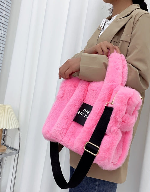 Load image into Gallery viewer, Designer Faux Fur Tote Bag
