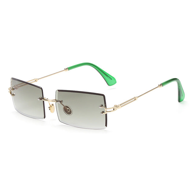 Rimless Small Rectangle Sunglasses UV400 Eyewear