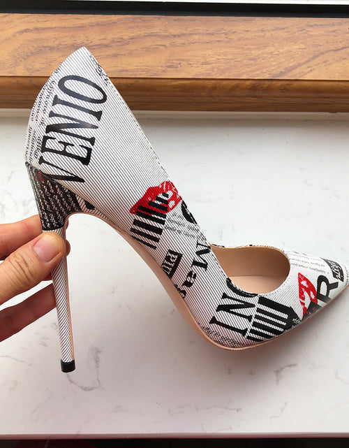 Load image into Gallery viewer, Graphic Print Pointy Toe High Heel Shoes
