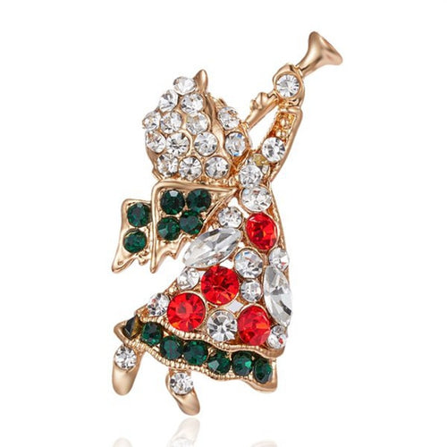 Load image into Gallery viewer, Rhinestone Crystal Christmas Enamel Brooch Pin
