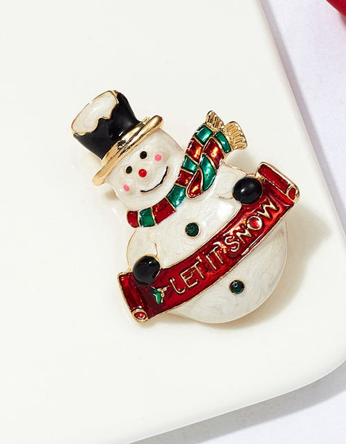 Load image into Gallery viewer, Rhinestone Crystal Christmas Enamel Brooch Pin
