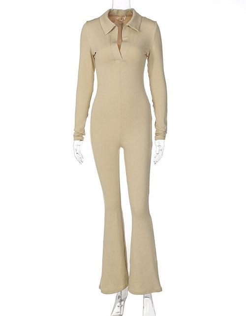 Load image into Gallery viewer, Long Sleeve V-Neck Skinny Jumpsuit
