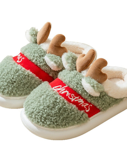 Load image into Gallery viewer, Thick Sole Christmas Deer Slippers
