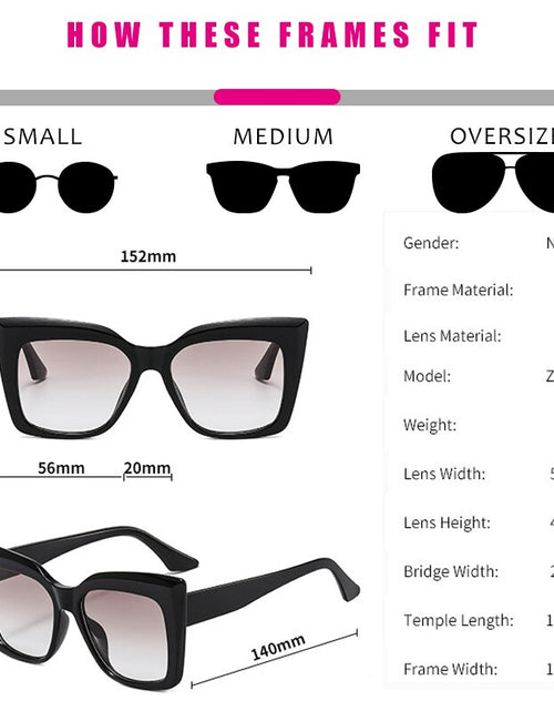 Load image into Gallery viewer, Rectangle Big Frame Cat Eye Sunglasses
